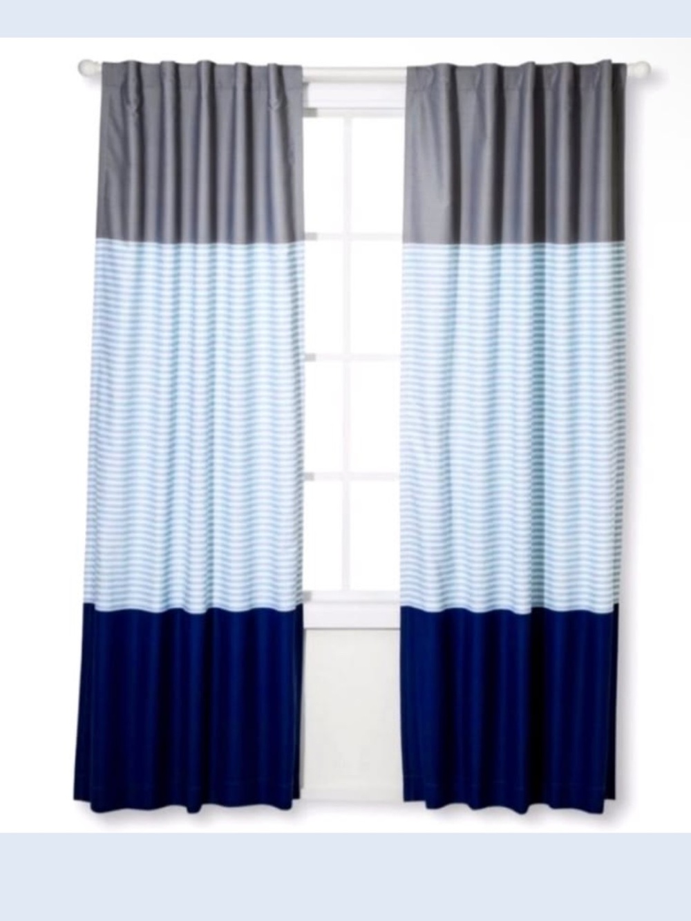 Pillowfort Navy, Light Blue & Gray Colorblock Curtain Panels